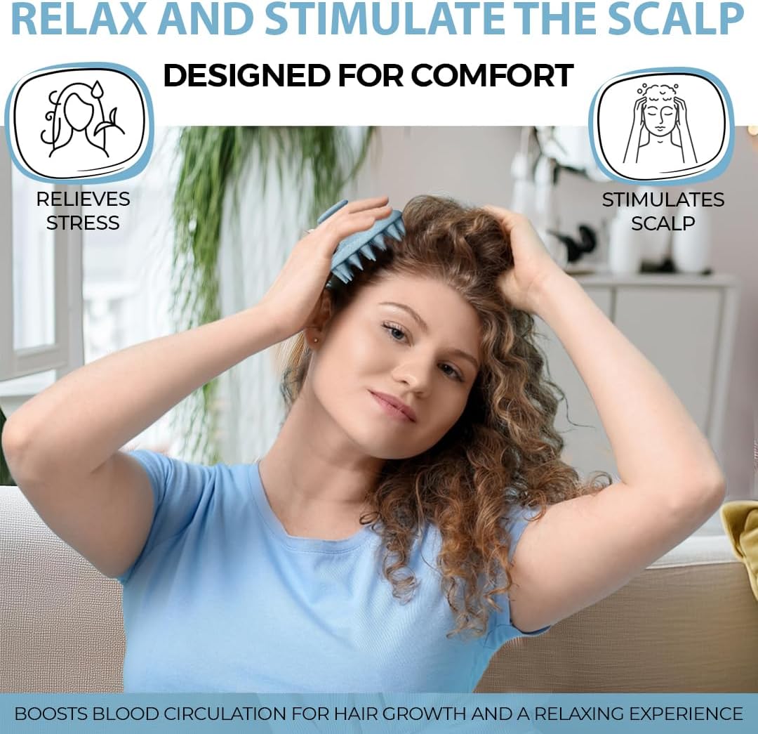Silicone Scalp Massager Shampoo Brush for Wet and Dry Hair