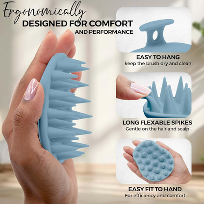 Silicone Scalp Massager Shampoo Brush for Wet and Dry Hair