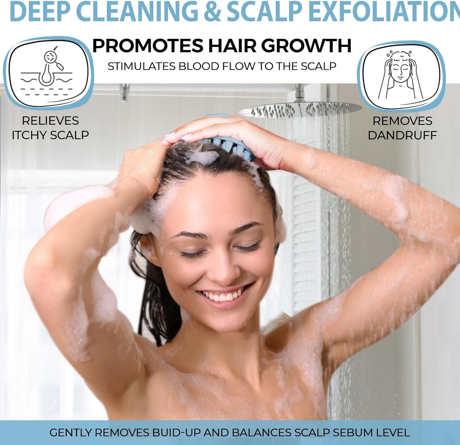 Silicone Scalp Massager Shampoo Brush for Wet and Dry Hair